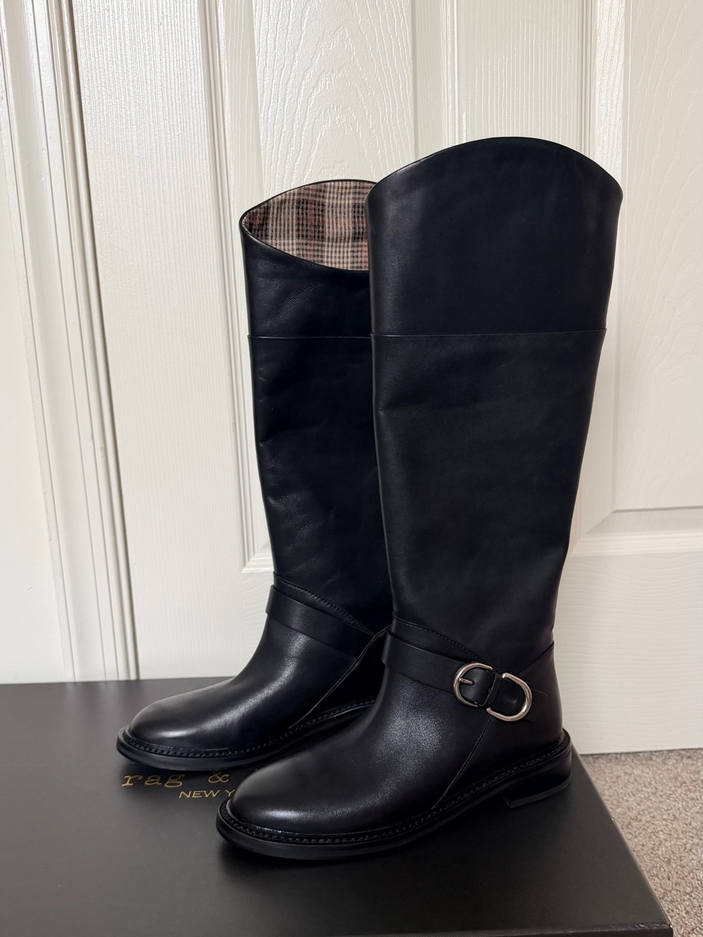 rag & bone Black Leather Over-the-Knee Riding Boots